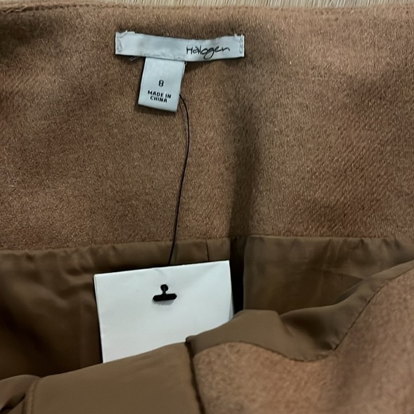 NWT Halogen Wool Blend Camel Mini Skirt Zip Front Closure Pockets size 8 - Picture 4 of 8